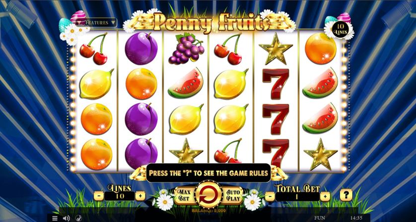Penny Fruits Easter Edition crypto casino slot.