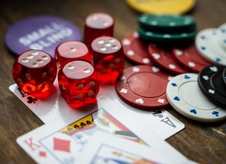 Online Gambling: The Best Games To Play Online Dice, poker chips and plating cards.