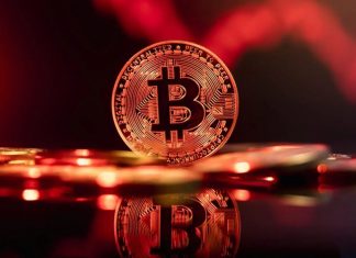 Top Influential People In Crypto a Bitcoin on a table with gold coins with a red background